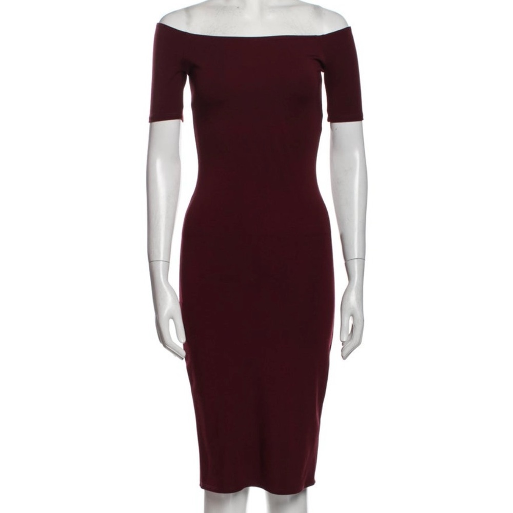 Reformation Off-Shoulder Burgundy Dress